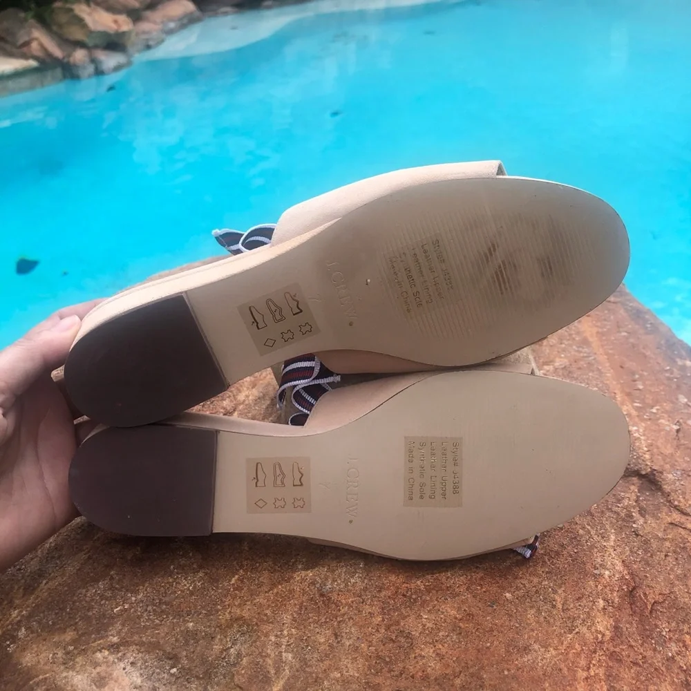 J. Crew Mini Wedge Slides with Lace-Up Ribbon NWOT
